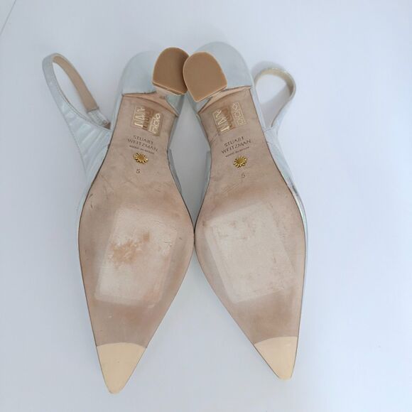 NWI Stuart Weitzman Xcurve 85 Slingback Heels in Iridescent Patent Leather Sz 5 - Picture 13 of 14